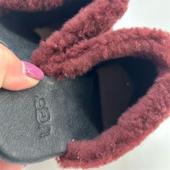 UGG Adele Women's Studded Suede Clog Heels Black with Red Fur Size 5 EU 36 - Picture 12 of 13